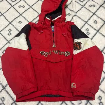 스타터 NHL 레드윙스 하프 지퍼 자수 충전솜 나일론 자켓