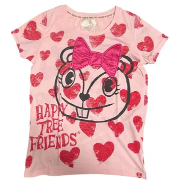 해피 트리 프렌즈 반팔 T셔츠 핑크 새상품급 레어 S사이즈