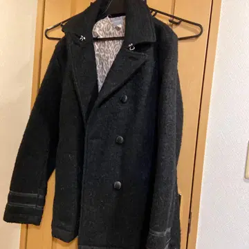 울 혼방 더블 브레스트 피 코트