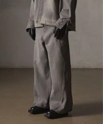 [ GRANCY ] 지퍼 디자인 배기 데님 팬츠 L 사이즈