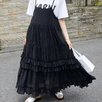 forksy. 티어드 프릴 원피스 블랙