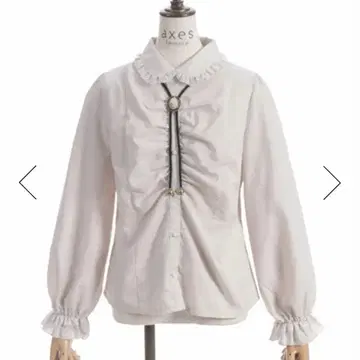 액시즈 루프 타이 부착 개더 블라우스