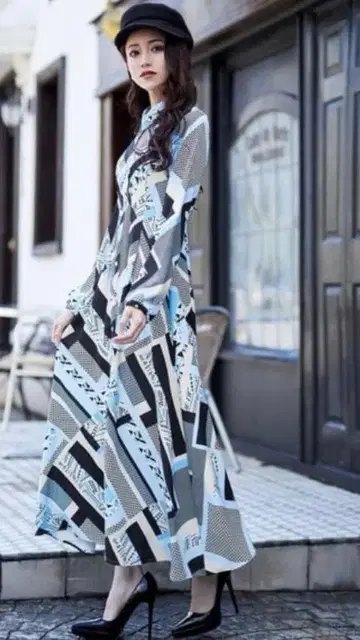 에밀리아 위즈 emiriawiz 기하학 패턴 셔츠 원피스