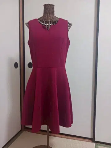 슬리브리스 원피스 와인 레드