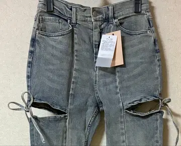 리젝시 컷 아웃 리본 데님 팬츠 M