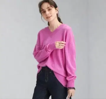 그린 라벨 릴랙싱 니트 핑크 V넥