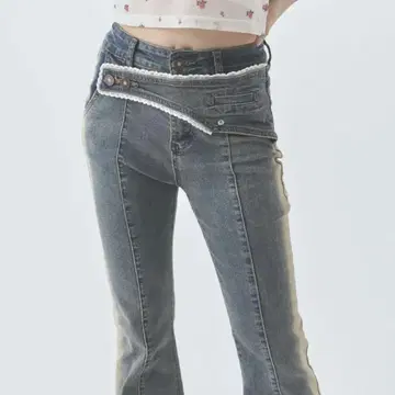 페리큐르 pellicule lacebelt 플레어 데님 팬츠