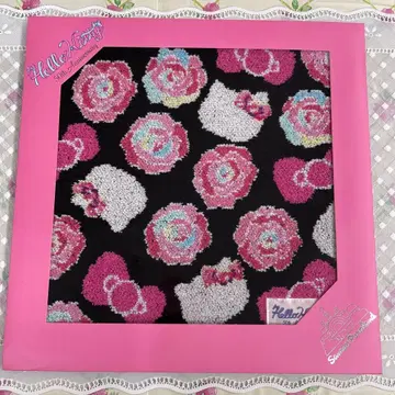 키티 50주년 셔닐 직조 손수건 산리오 퓨로랜드 한정판 키티 장미