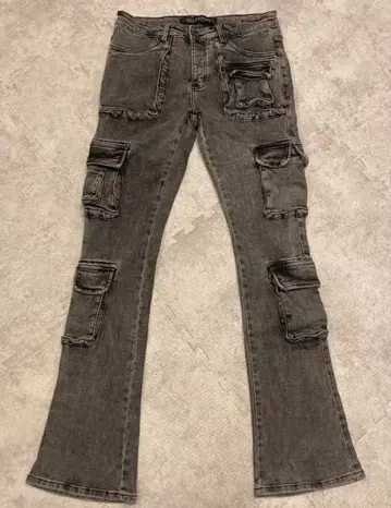 VALABASAS 그레이 플레어 데님 32 멀티 포켓