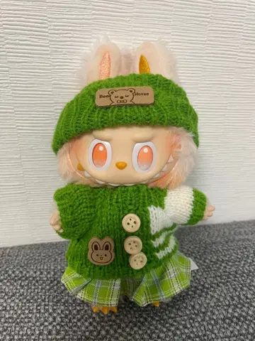 LABUBU 라브브 의류 니트 세트 모자 가디건 스커트 인형 의류