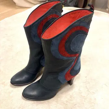 초레어 ANNA SUI 힐 부츠 웨스턴 가죽 스웨이드 y2k