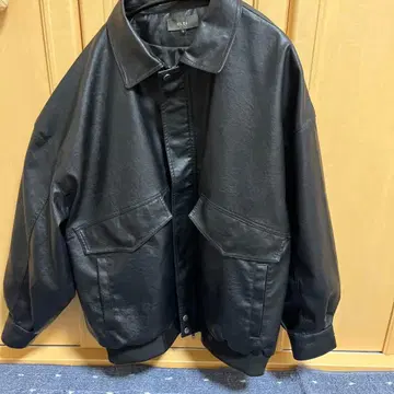 CLEL 블랙 가죽 블루종 L