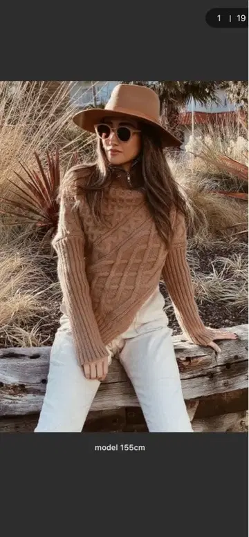 esutoreja / 에스트레자 비대칭 케이블 ZIP 니트