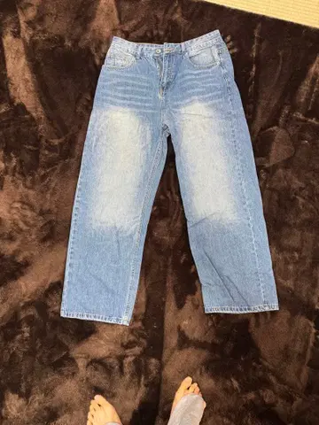 와이드 레그 데님 팬츠 라이트 블루