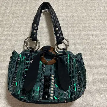 JAMIN PUECH 비즈 장식 그린 핸드백
