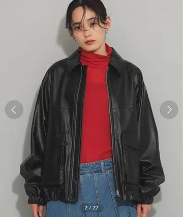 Ray beams 인조 가죽 플라이트 자켓