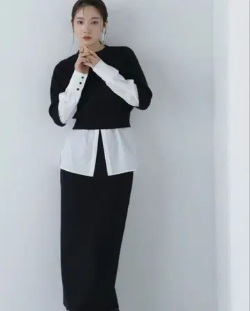 새상품급 셔츠 레이어드 니트 셋업