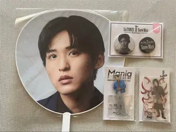 Snow Man 부채, 아크릴 스탠드, 캔뱃지 세트 메구로 렌