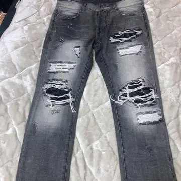 DOPE 데미지 가공 슬림핏 데님