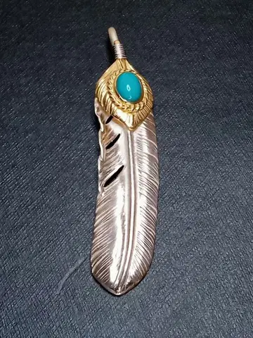 최고급 터콰이즈 깃털 디자인 펜던트