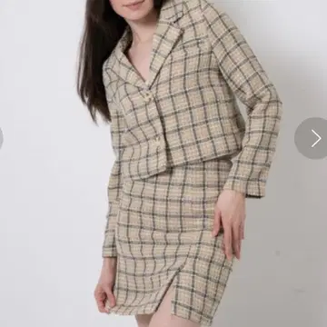 AMATERAS 아마테라스 트위드 크롭 블레이저 자켓 스커트