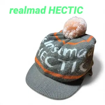 레어 HECTIC 모자 꽁지 니트 캡 카키 오렌지