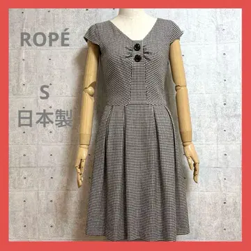 ROPE 일본제 S 하운드투스 체크 무늬 화이트 블랙 반팔 원피스