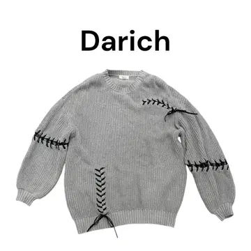 Darich 그레이 뜨개질 스웨터 긴팔