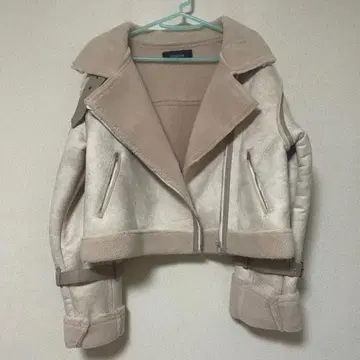 페이크 무스탕 라이더 자켓 여성용 보아 퍼 한국 화이트