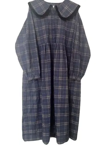 merry jenny 벨로아 프릴 체크 원피스