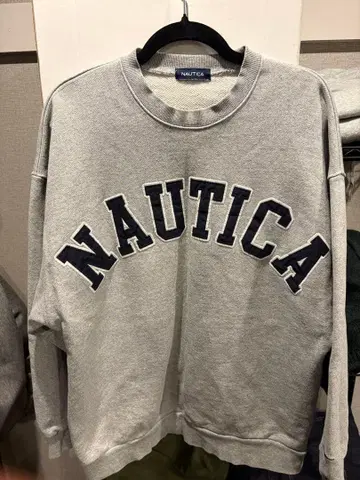 NAUTICA 그레이 크루넥 트레이닝복 M