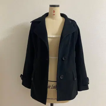 블랙 더블 브레스트 코트