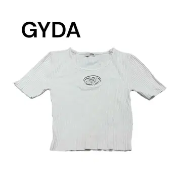 GYDA 리브 편직 반팔 티셔츠 화이트