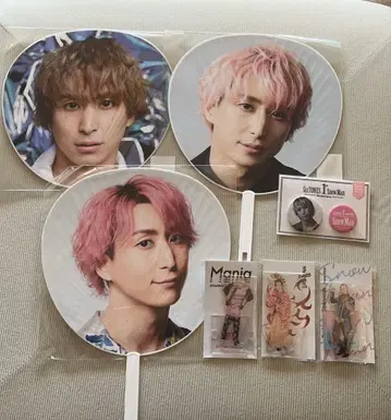 Snow Man 부채, 아크릴 스탠드, 캔뱃지 세트 사쿠마 다이스케