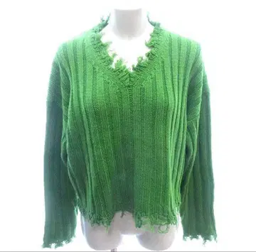 티티베이트 titivate 니트 스웨터 V넥 데미지 가공