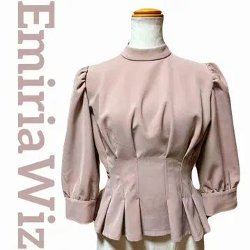 EmiriaWiz 퍼프 슬리브 페플럼 조 상의 핑크 베이지