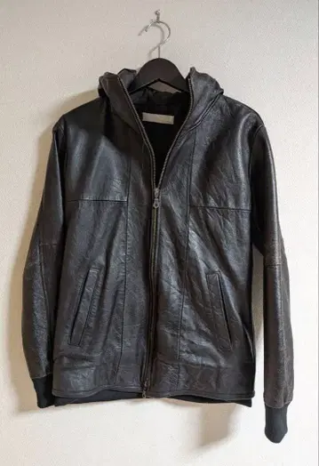 WELCOME 양가죽 램 가죽 자켓 후드 집업 블랙