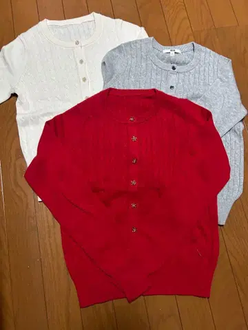 유니클로 캐시미어 혼방 코튼 긴팔 가디건 3색 세트