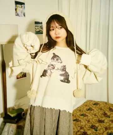 [ 틸과 레트로 ] 체크 리본 애니멀 맨투맨 / 트레이닝복 FREE