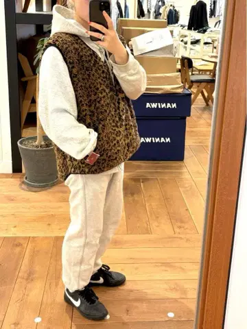 BEAMS BOY 보아 풀오버 베스트/레오파드