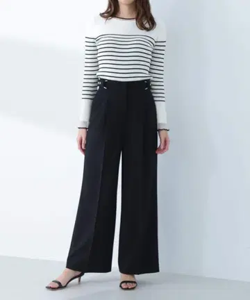 미사용 새상품 메탈 포인트 하이웨스트 팬츠 블랙