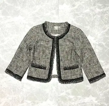 M-PREMIER COUTURE 트위드 노카라 자켓 38