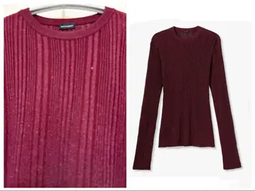 [새상품급] 랜덤 리브 니트 라메 보르도