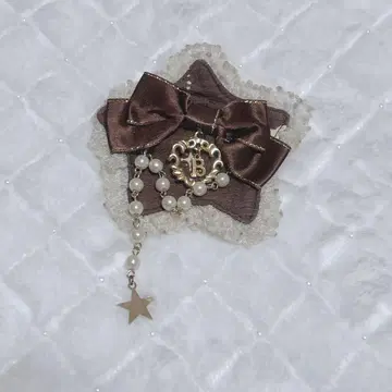 베이비더스타즈 샤인브라이트 브로치 별 브라운 리본