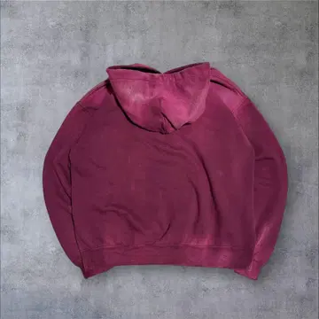 오니 페이드 & 보로 버건디 후드 부착 후드티