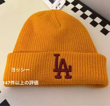 MLB korea 니트 모자 비니 자수 오렌지