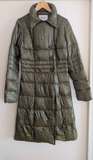 Herno 올리브 더블 브레스트 라이트 다운 코트 초경량