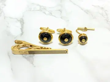 던힐 넥타이핀 커프스 라펠핀 골드 블랙 세트