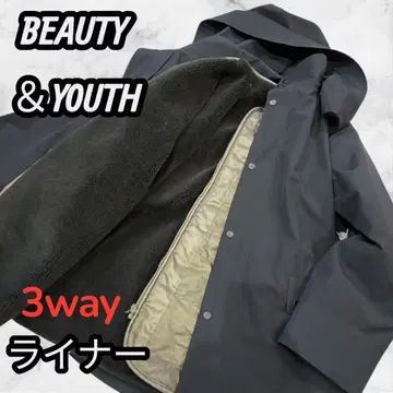 3way 유나이티드 애로우즈 보아 & 퀼팅 라이너 미들 후드티 블랙