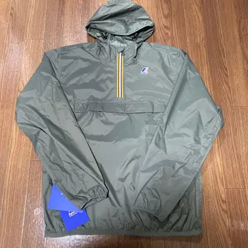 미사용 새상품 K-WAY 카키 하프 지퍼 마운틴 후드티 아노락 L